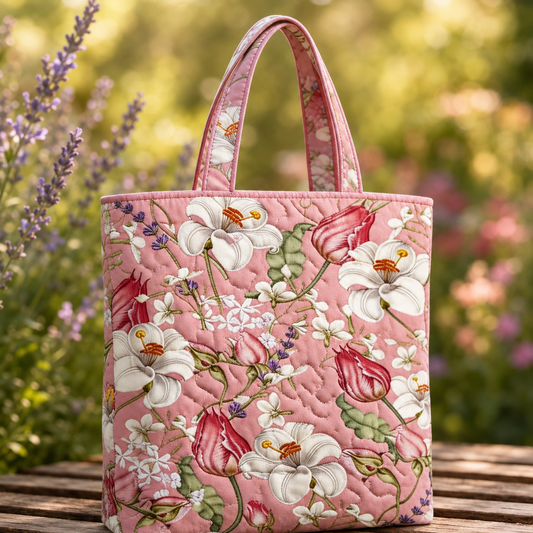 Vintage Floral Quilted Tote Bag QV15