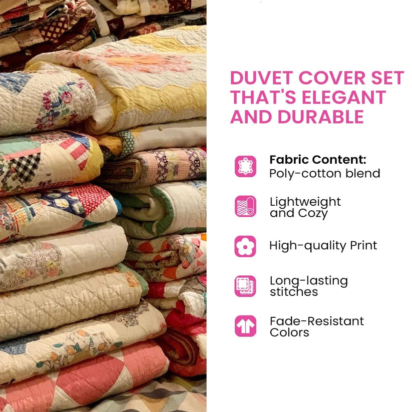 Blooming Beauty Quilted Duvet Cover Set LD01