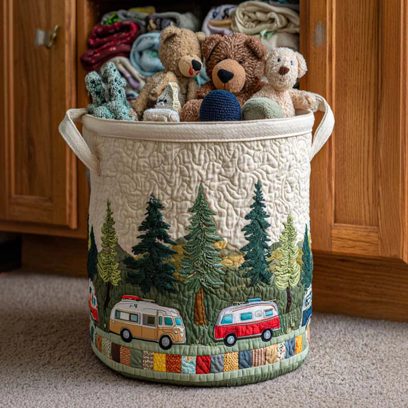 Camping Vibe Quilted Laundry Basket