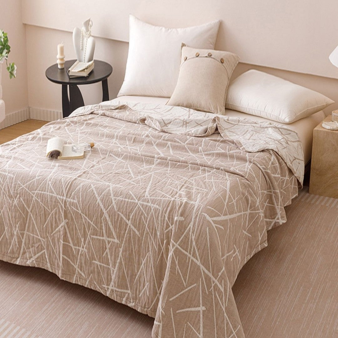 Warm Caramel Ultra Soft Coverlet Cotton 3 Layer Gauze Quilt LD32