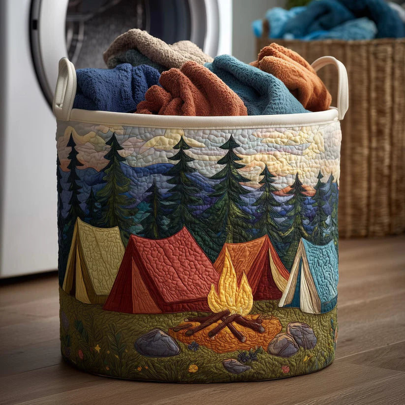 Camping Vibe Quilted Laundry Basket