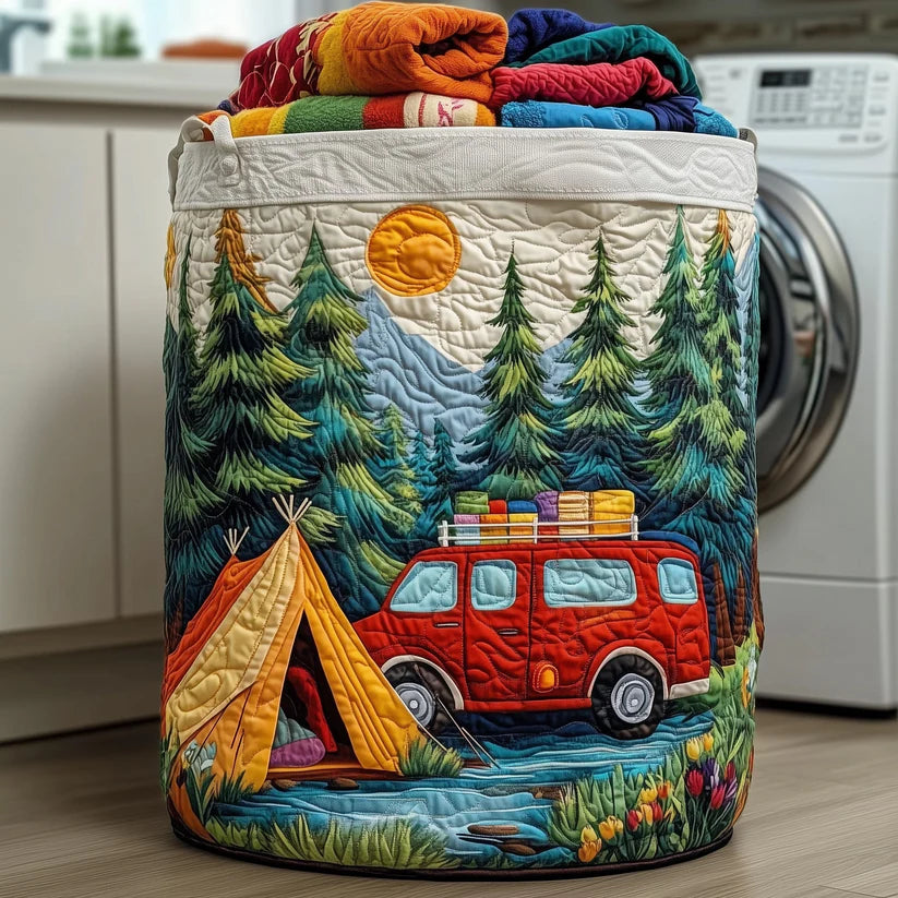Cozy Camper Quilted Laundry Basket QV19