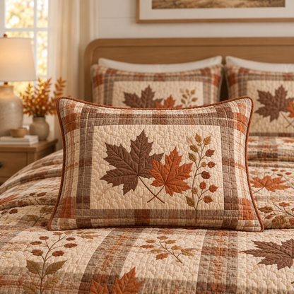 Autumn Maple Leaf Plaid Quilted Pillow Cover LD195QLTPLC