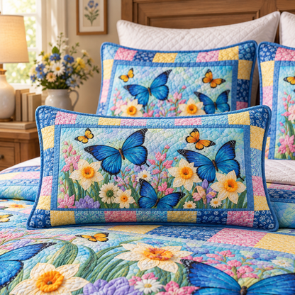 Spring Meadow Butterfly Quilted Pillow Cover QV119QLTPLC
