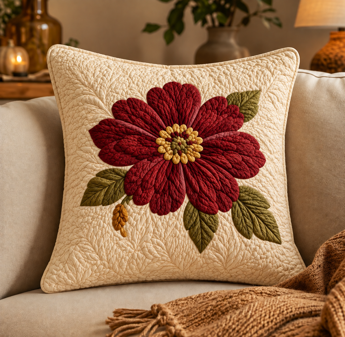 Vintage Floral Tufted Quilted Pillow Cover QV106QLTPLC