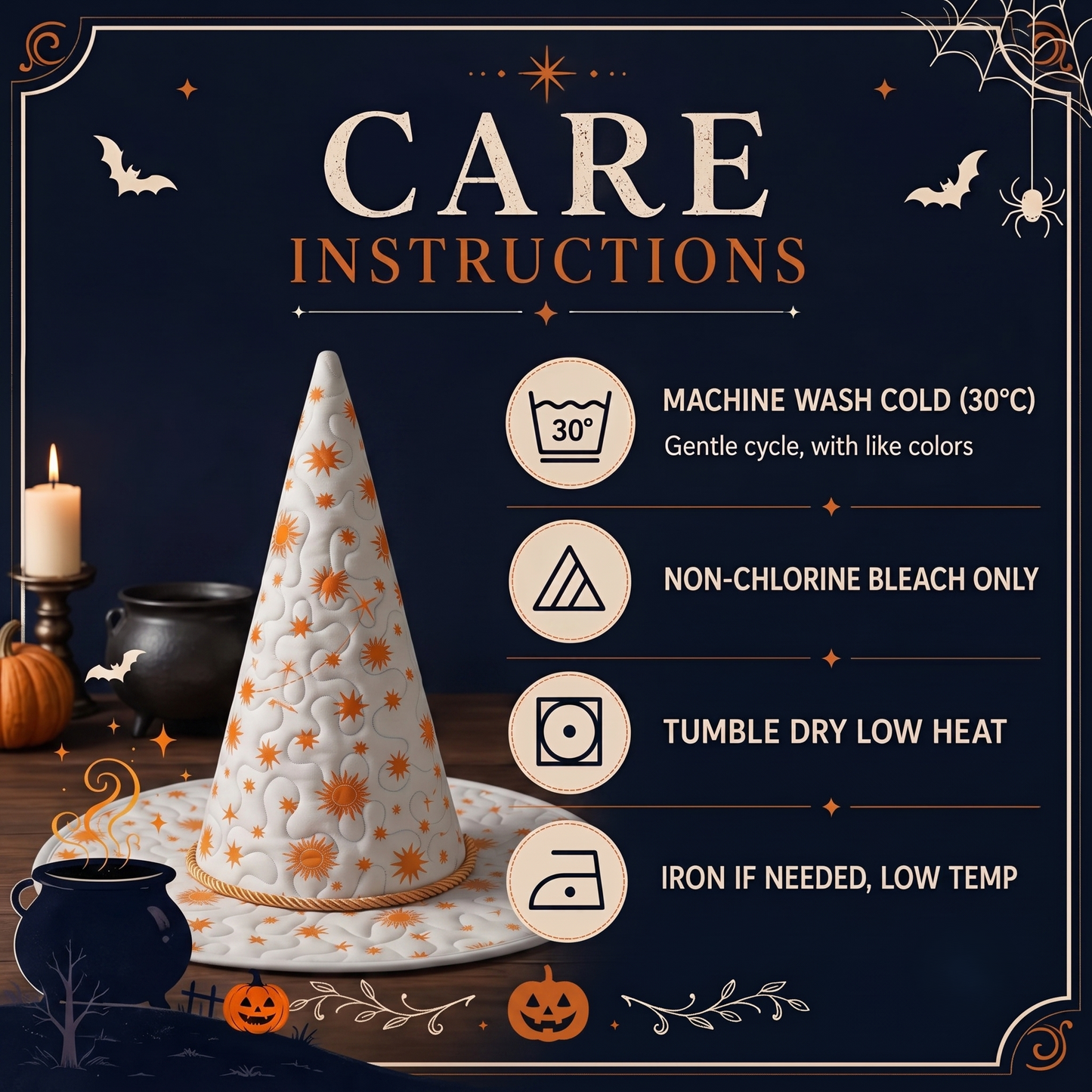 Ghost & Pumpkin Pattern Quilted Halloween Hat LD03