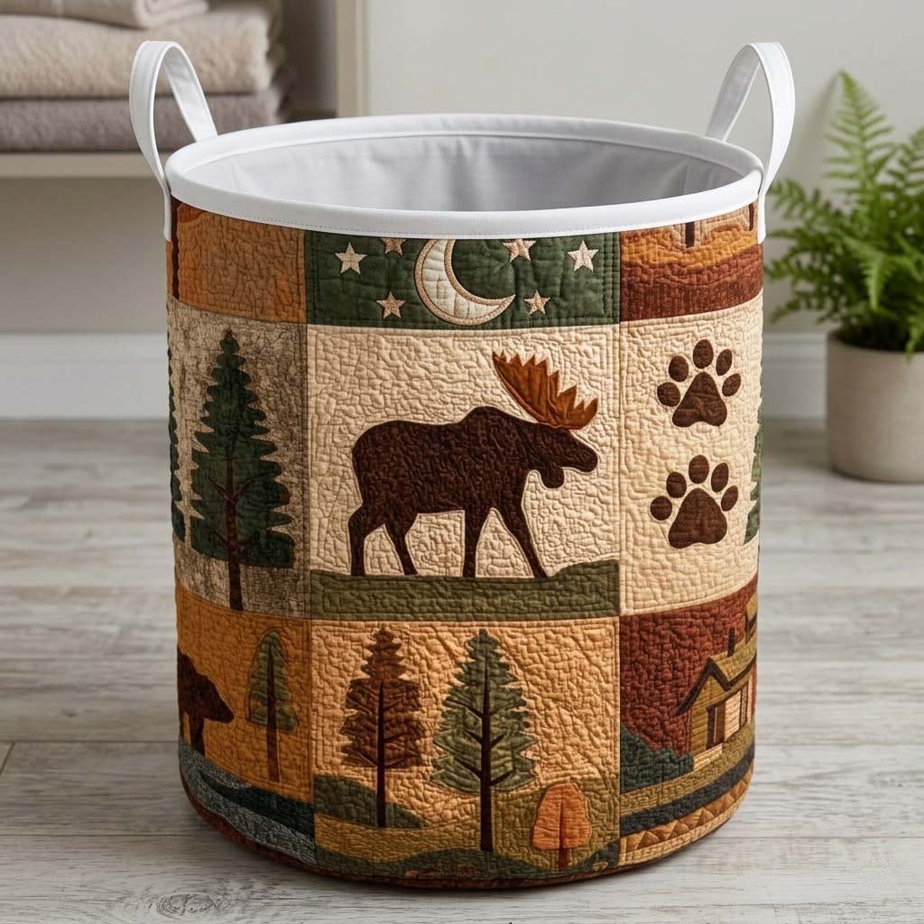 Camping Vibe Quilted Laundry Basket
