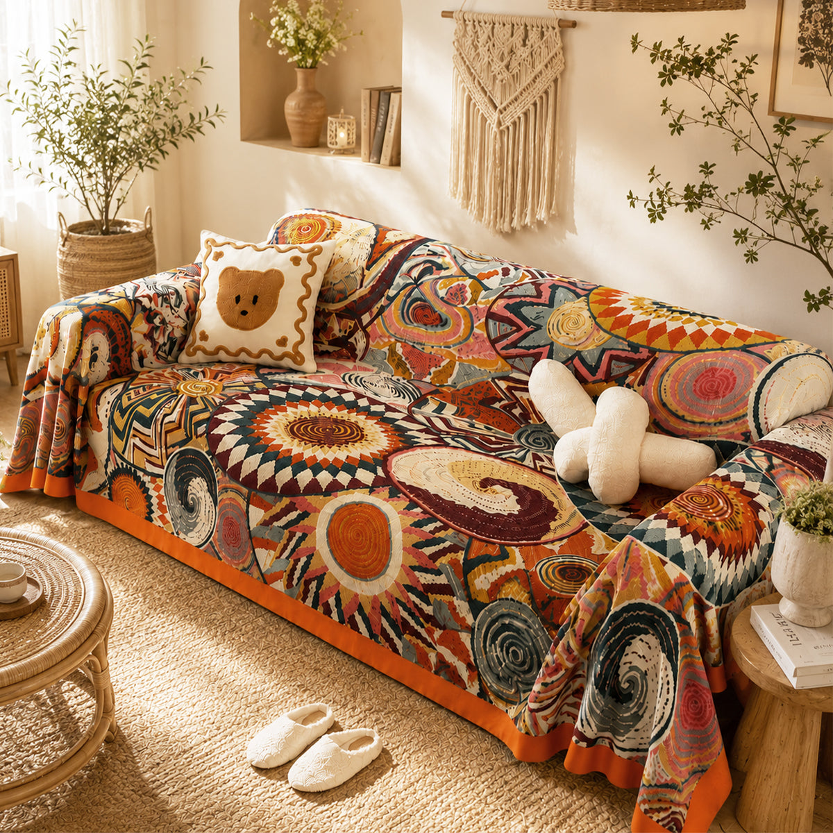 Bohemian Geometric Sun Cotton Woven Blanket Sofa Towel EM22