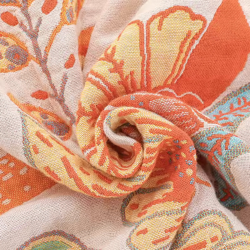 Bohemian Vintage Floral Cotton Woven Blanket Sofa Towel EM21