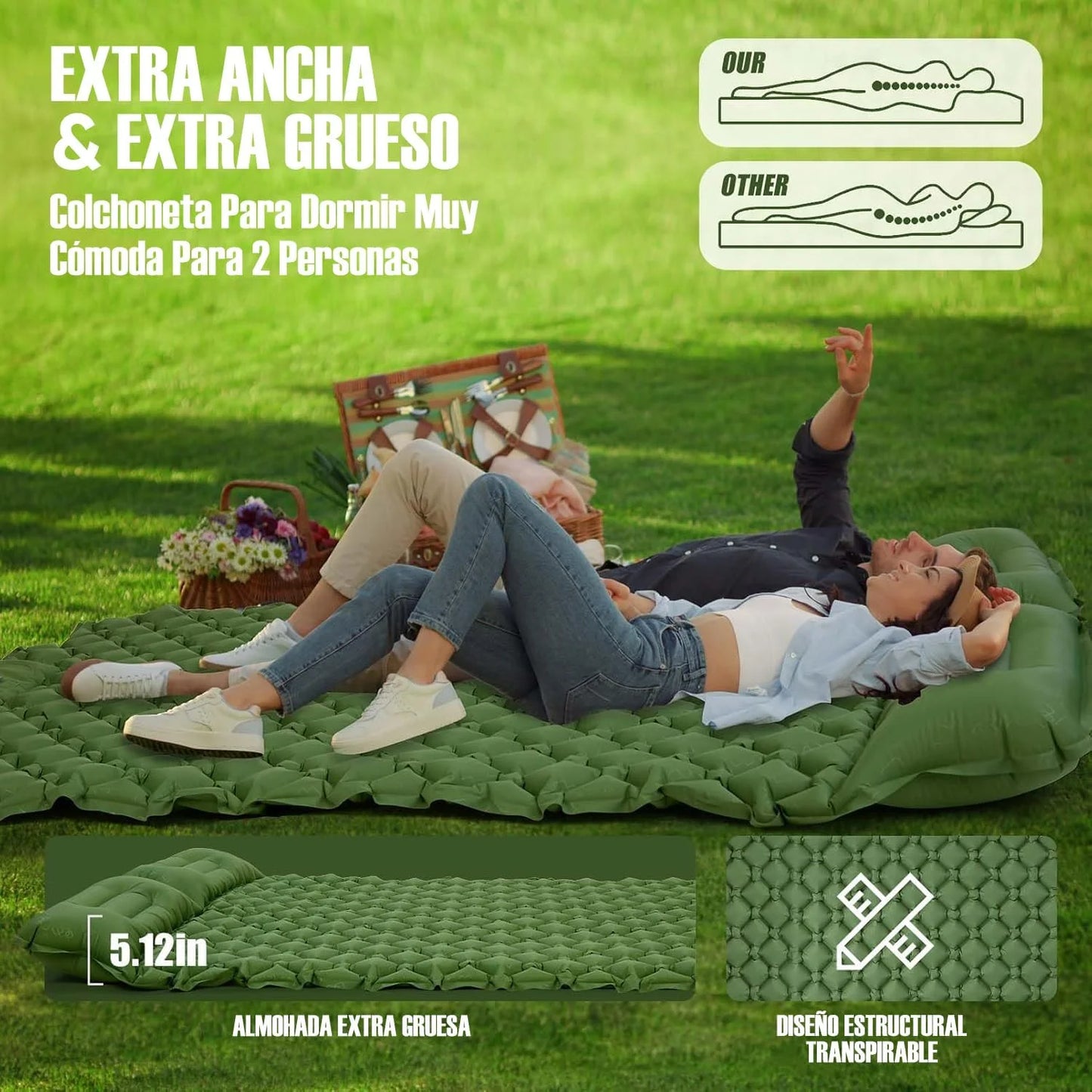 Outdoor Camping Double Inflatable Mattress