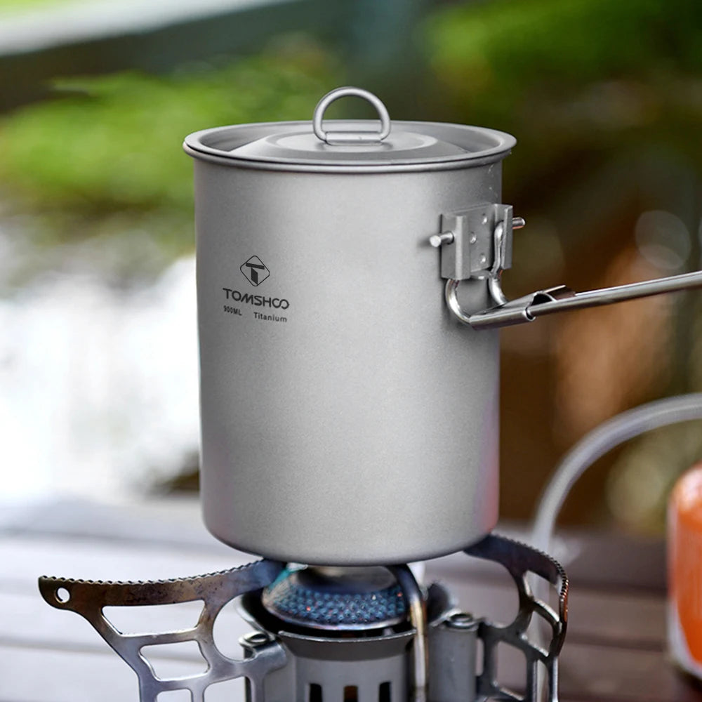 Tomshoo™ Titanium Camping Pot – 900ml Ultralight Cookware