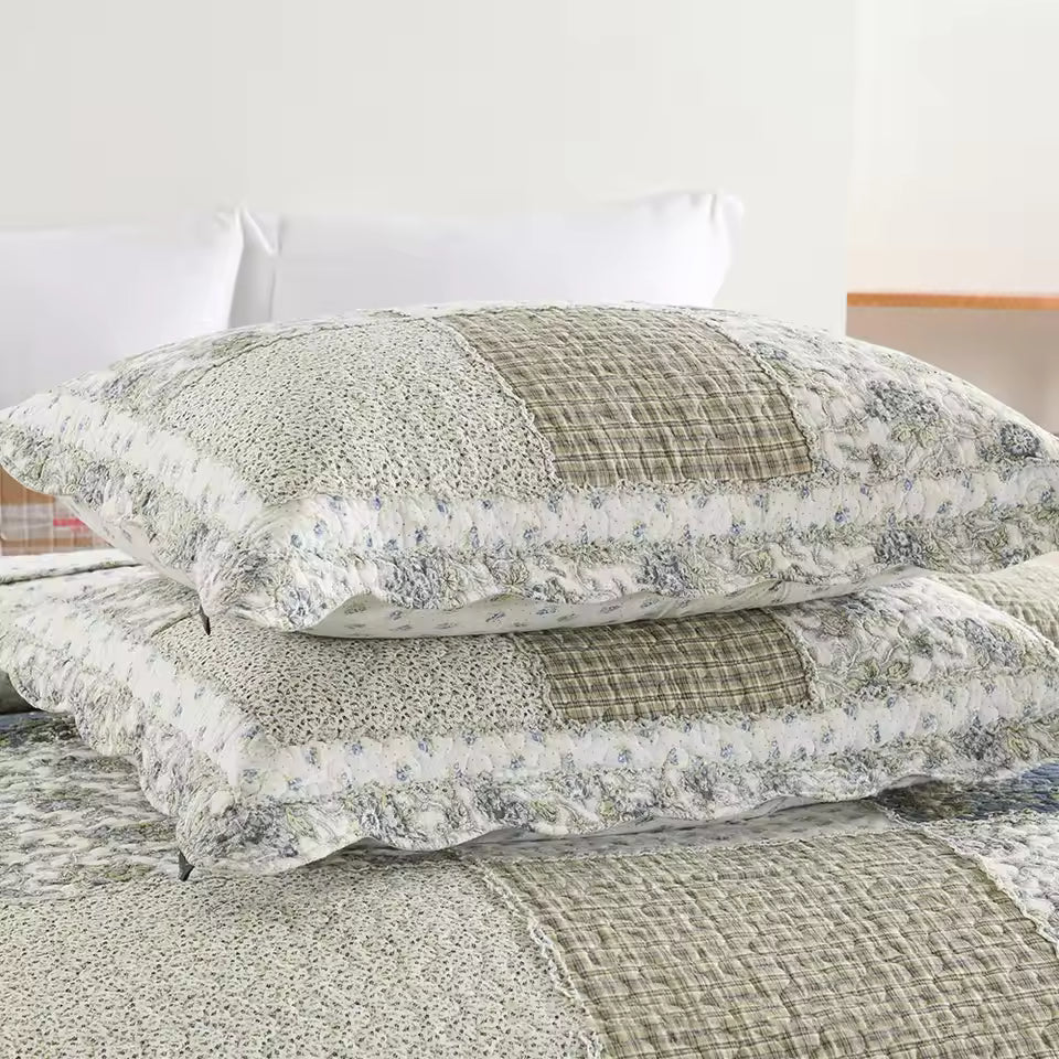 Vintage Patchwork Cotton Handmade Quilt Set EM13