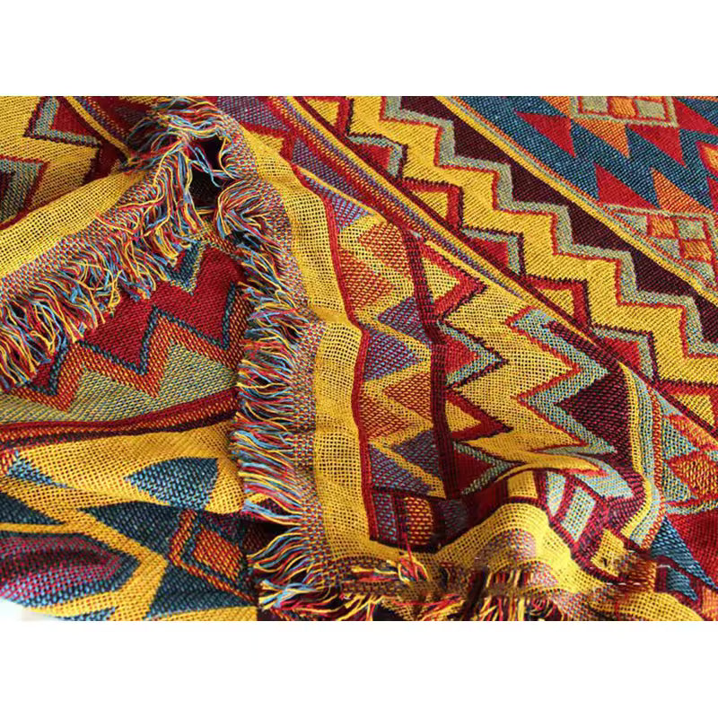 Boho Cotton Linen Woven Line Blanket Sofa Towel