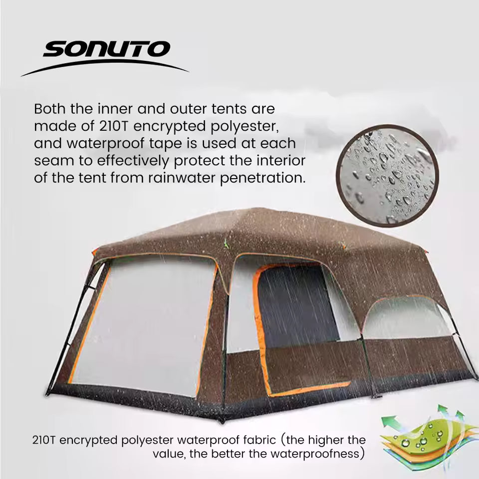 Sonuto™ Haven 8P Cabin Tent – 2 Rooms + 1 Living Space