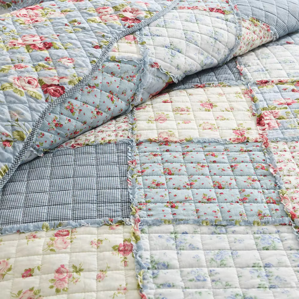 Farm Style Patchwork Cotton Handmade Quilt Set EM14