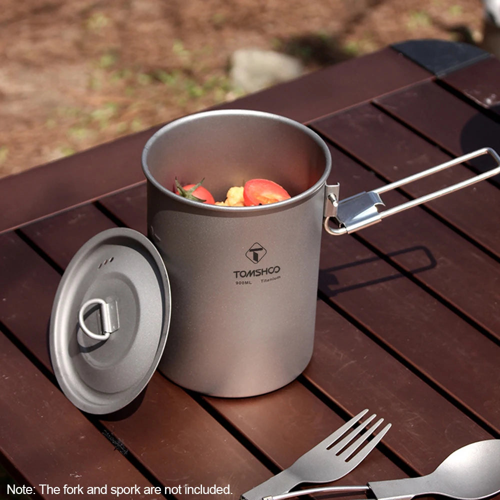 Tomshoo™ Titanium Camping Pot – 900ml Ultralight Cookware