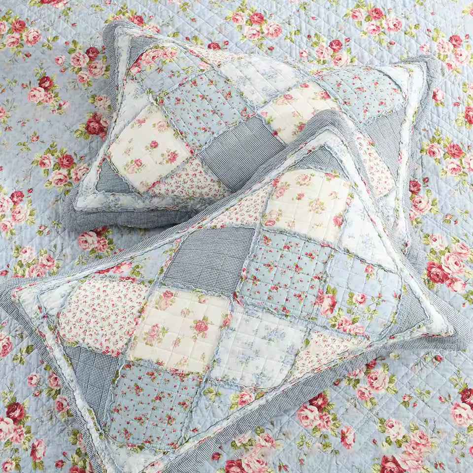 Farm Style Patchwork Cotton Handmade Quilt Set EM14