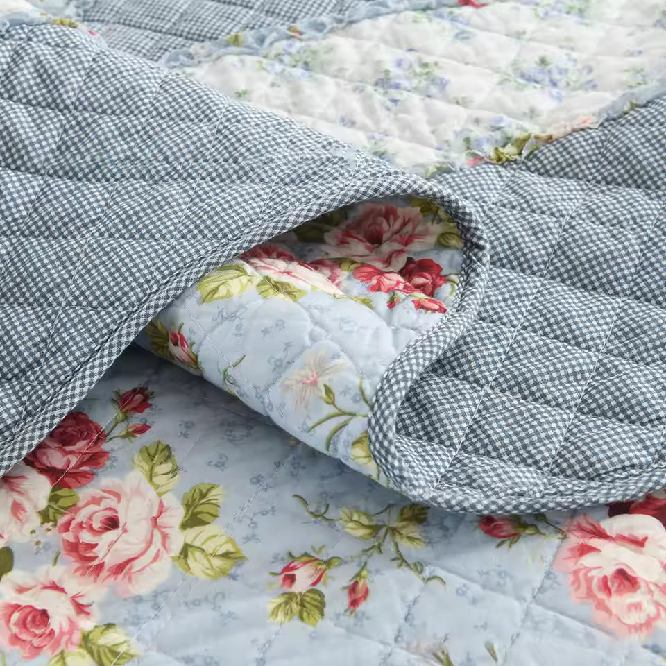 Farm Style Patchwork Cotton Handmade Quilt Set EM14