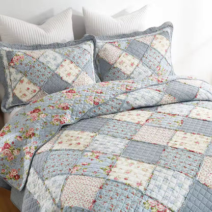 Farm Style Patchwork Cotton Handmade Quilt Set EM14