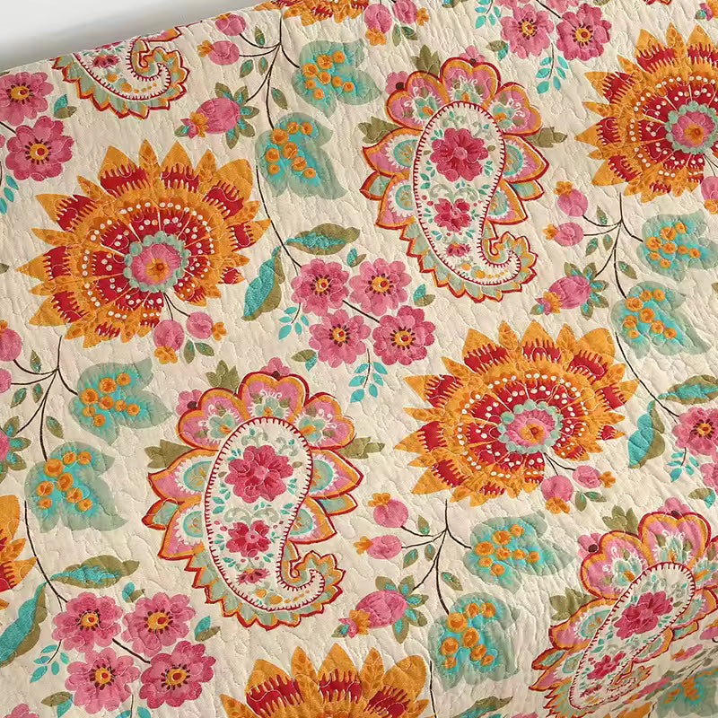 Boho Paisley Floral Cotton Handmade Quilt Set EM15
