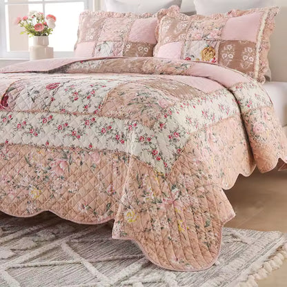 Floral Patchwork Cotton Handmade Quilt Set EM12