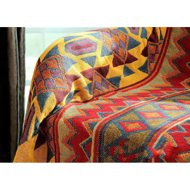 Boho Cotton Linen Woven Line Blanket Sofa Towel