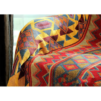 Boho Cotton Linen Woven Line Blanket Sofa Towel EM1