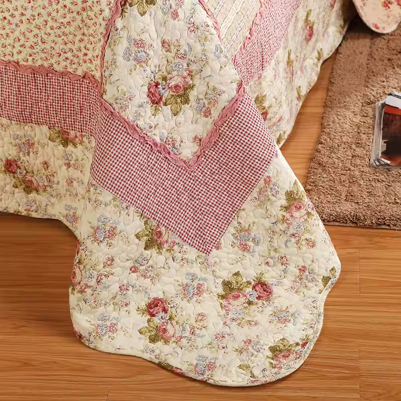 Korean Patchwork Plaid Cotton Handmade Quilt Set EM17
