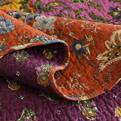 Vintage Floral Patchwork Cotton Handmade Quilt Set EM9