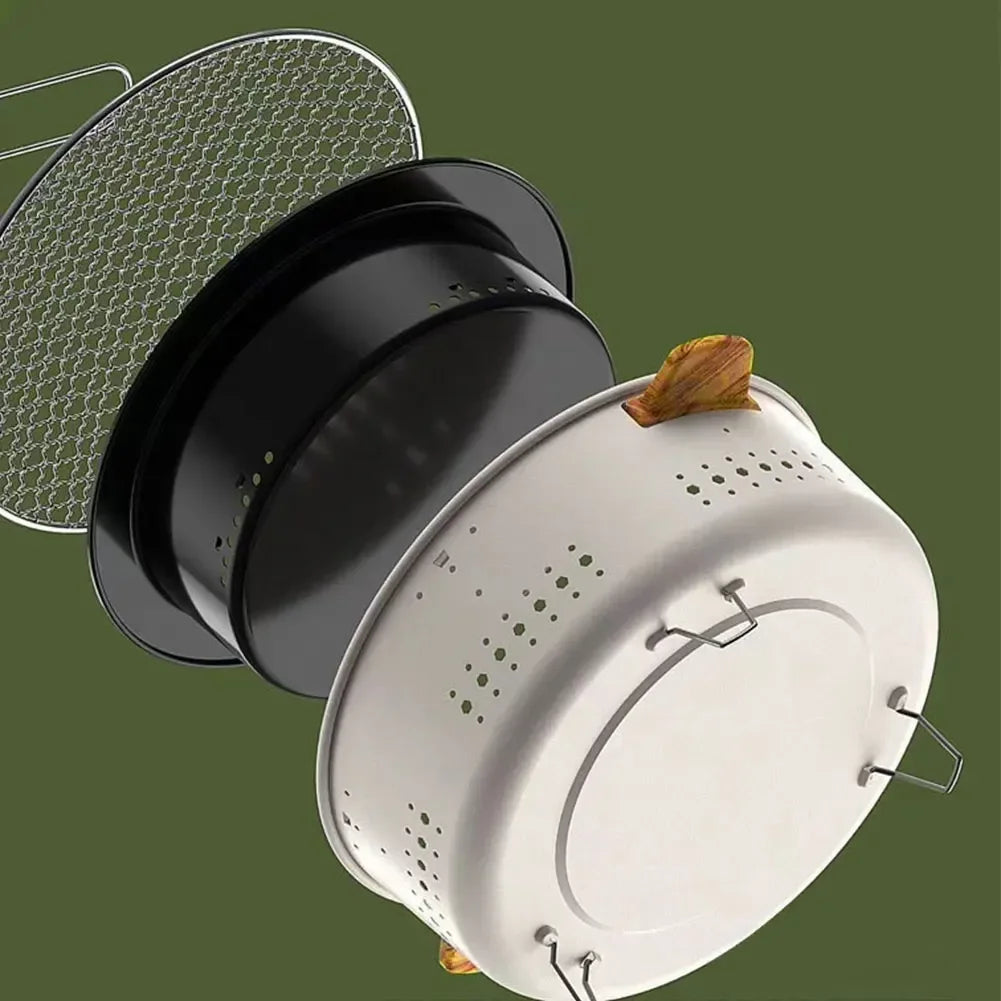 EmberFlex™ Portable Round Charcoal Grill & Multi-Use Stove