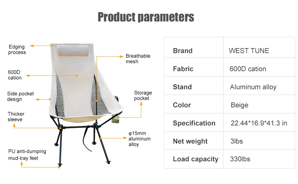 WESTTUNE™ Portable Folding Camping Chair