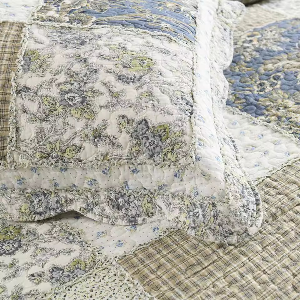 Vintage Patchwork Cotton Handmade Quilt Set EM13