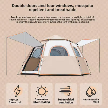 CampMora™ Grand Lodge 8+ Cabin Tent – 2 Rooms + 1 Living Space