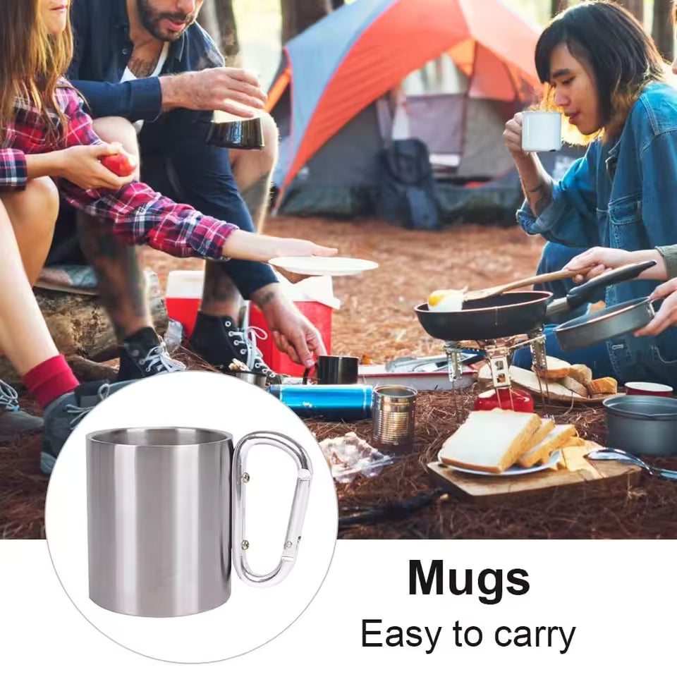 Stainless Steel Water Bottle with Carabiner Handle - 7oz