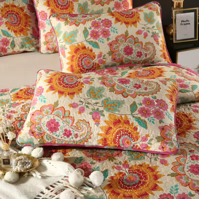 Boho Paisley Floral Cotton Handmade Quilt Set EM15