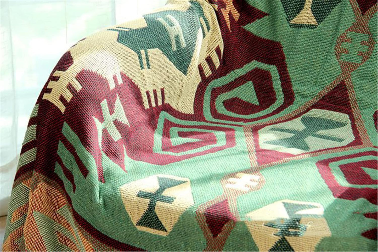 Bohemian Southwestern Cotton Linen Woven Line Blanket Sofa Towel EM4