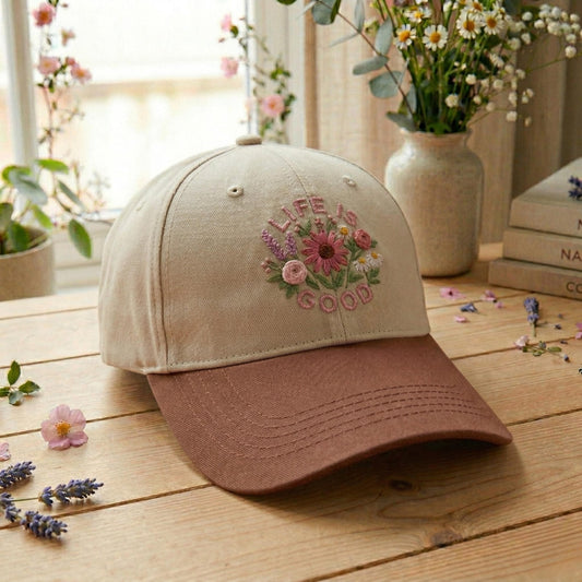 Wildflower Embroidered Two-Tone Trucker Hat EM02