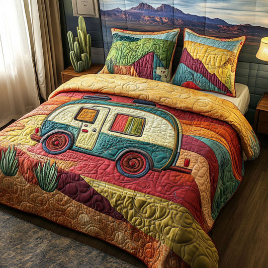 Retro Wanderer Quilted Duvet Cover Set EM02