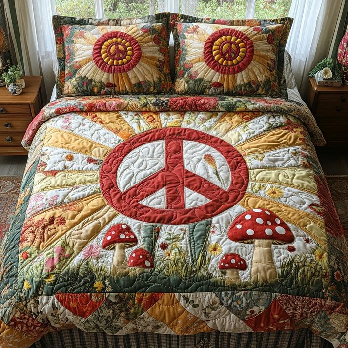 Peaceful Vibes Quilted Duvet Cover Set EM03