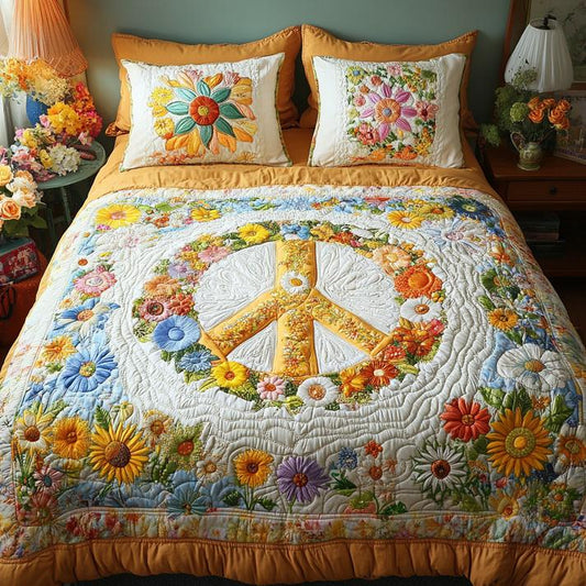 Radiant Peace Quilted Duvet Cover Set EM04