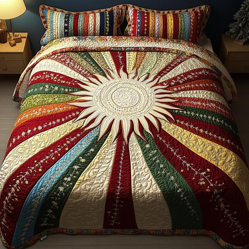 Sunny Glow Quilted Duvet Cover Set EM05