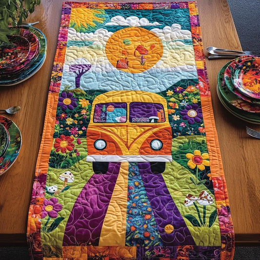 Camping Hippie  Quilted Table Runner EM10