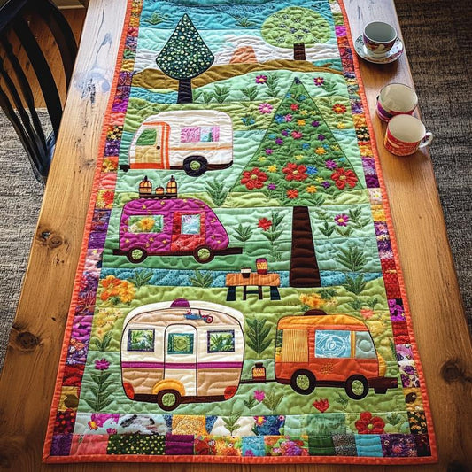 Forest Path Camping  Quilted Table Runner EM12