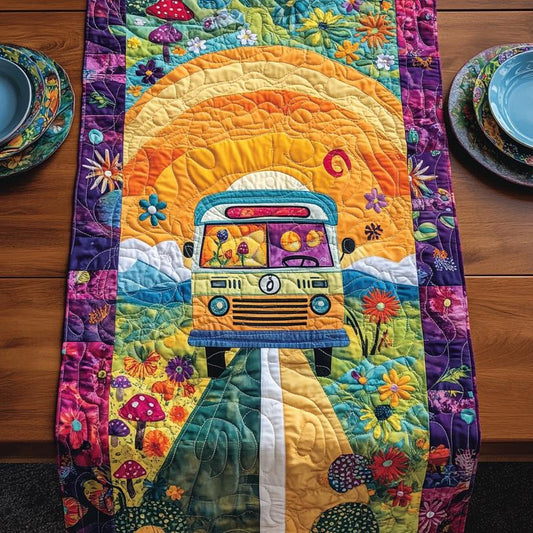 Mushroom Floral Van  Quilted Table Runner EM17