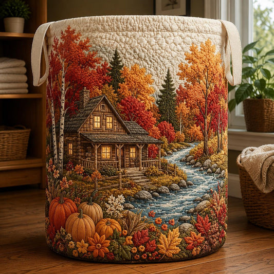 Fall Vibe Quilted Laundry Basket EM15