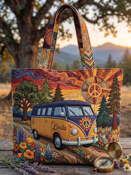 Floral Forest Boho Travel Personalized Quilted Tote Bag EM03