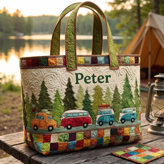 Wander Forest Camping Travel Personalized Quilted Tote Bag EM05