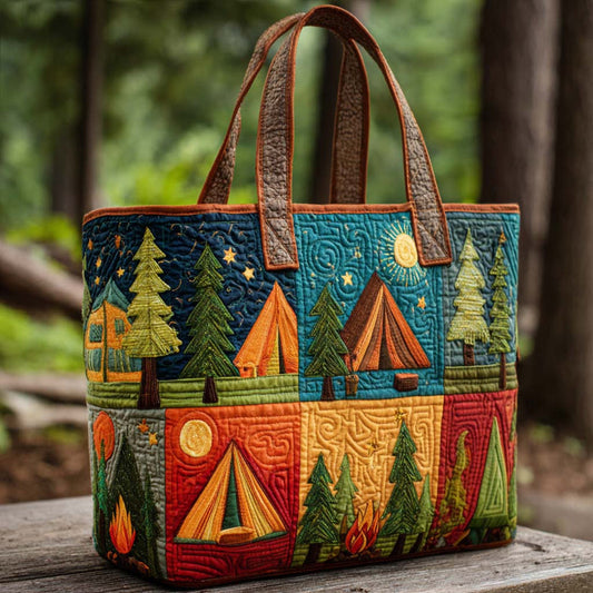 Patchwork Campsite Quilted Tote Bag EM14