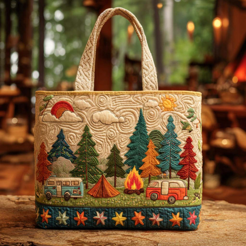 Starlit Campground Quilted Tote Bag EM17