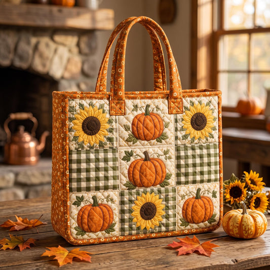 Sunflower Pumpkin Quilted Tote Bag EM20